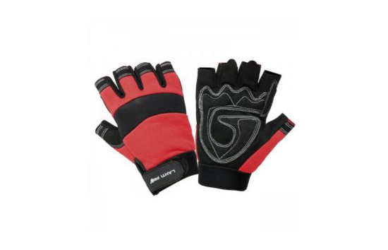 Handsker til mekanikere, sort-røde, uden fingre, ventilerede, spandex, microfiber, CE, EN 420, Lahti Pro L2806 DANMARK