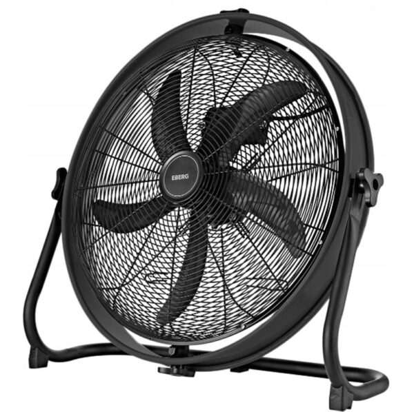 Stor kraftfuld mobil industriventilator 50 cm 130W, tromleventilator gulvmodel, sort/gul pulverlakeret, 6480m³/h, sort, Eberg EBF 20